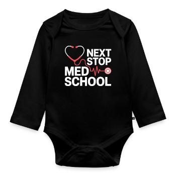 Med School Stethoscope Heart Tea - Organic Longsleeve Baby Bodysuit - black - Front