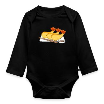 Crab, Spiny Lobster, Seafood, Shrimp - Organic Longsleeve Baby Bodysuit - black - Front