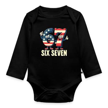 US Flag 67 Memes Six Seven - Organic Longsleeve Baby Bodysuit - black - Front