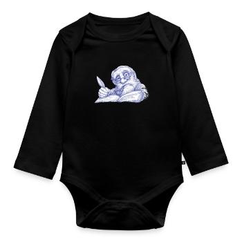 Senior Writer with Pen Drawing - Organic Longsleeve Baby Bodysuit - black - Front