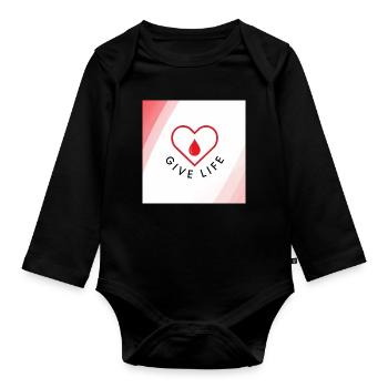 Schenken Sie Leben: Blutspenderherz - Baby Bio-Langarm-Body - Schwarz - Vorne