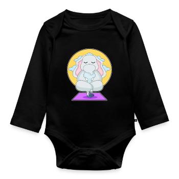 Méditation de fitness avec le yoga des éléphants - Body Bébé bio manches longues - noir - Devant