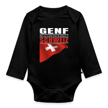 Genf - Baby Bio-Langarm-Body - Schwarz - Vorne