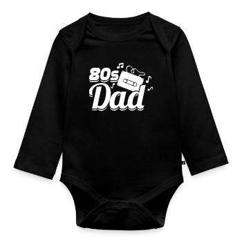 80s Dad - Organic Longsleeve Baby Bodysuit - black - Front