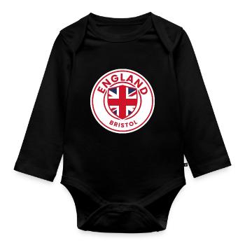 England Bristol emblem - Organic Longsleeve Baby Bodysuit - black - Front
