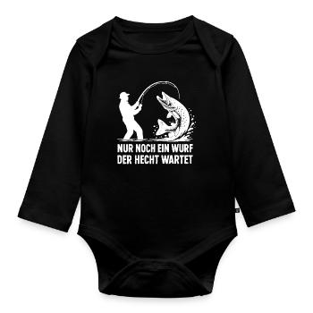 Pike Waiting A Cast Fishing Angler Gift - Organic Longsleeve Baby Bodysuit - black - Front