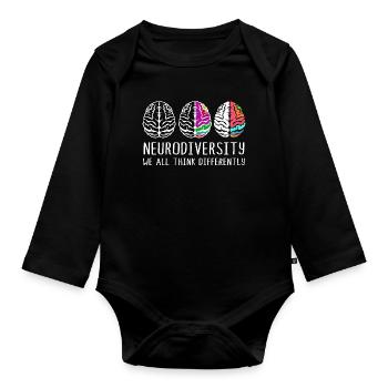 Neurodiversity Autismus Gehirn ADHS Asperger - Baby Bio-Langarm-Body - Schwarz - Vorne
