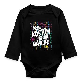 Mon costume était dans la laveuse pour la fête foraine - Body Bébé bio manches longues - noir - Devant
