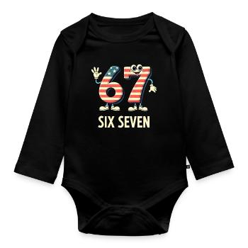 US Flag 67 Memes Six Seven - Organic Longsleeve Baby Bodysuit - black - Front