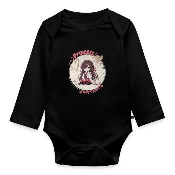 Kawaii Anime Princess – Otaku Girl Design - Body Bébé bio manches longues - noir - Devant