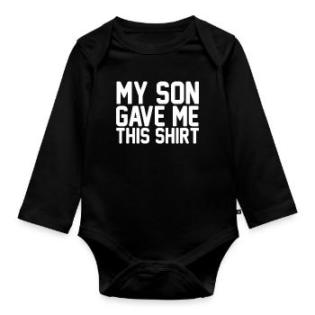 Mon fils m’a donné ce t-shirt, fière maman, fière fils, fière fils - Body Bébé bio manches longues - noir - Devant
