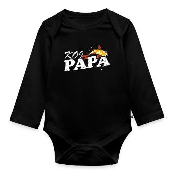 Koi Papa Étang Drôle Papa Éleveur de Poissons Fierté - Body Bébé bio manches longues - noir - Devant