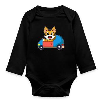 Tiger Auto - Baby Bio-Langarm-Body - Schwarz - Vorne