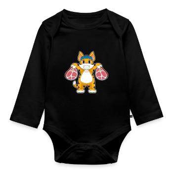 Tiger Bodybuilder Hanteln Bodybuilding - Baby Bio-Langarm-Body - Schwarz - Vorne