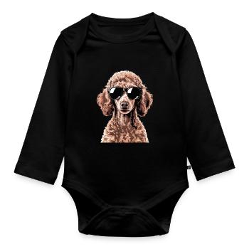 Brauner Pudel - Baby Bio-Langarm-Body - Schwarz - Vorne