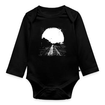 Railway Drawing - Organic Longsleeve Baby Bodysuit - black - Front