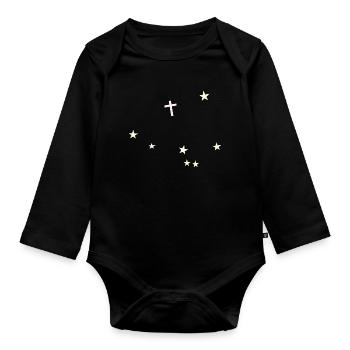 Kreuz im Sternenhimmel - Baby Bio-Langarm-Body - Schwarz - Vorne