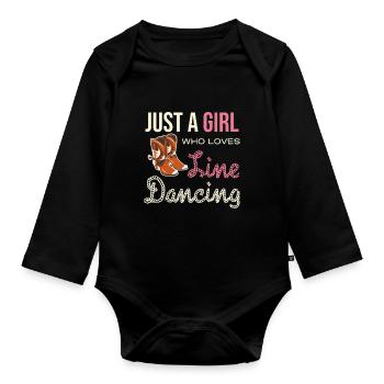 Line Dance Frau mit Cowboy Boots - Baby Bio-Langarm-Body - Schwarz - Vorne
