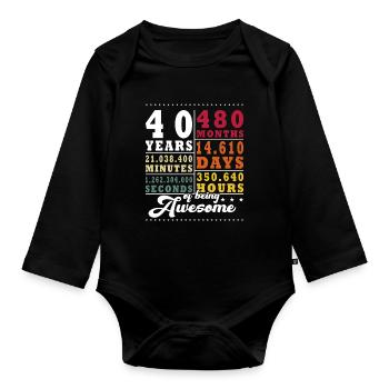 40th Anniversary of its Fortieth Birthday - Organic Longsleeve Baby Bodysuit - black - Front