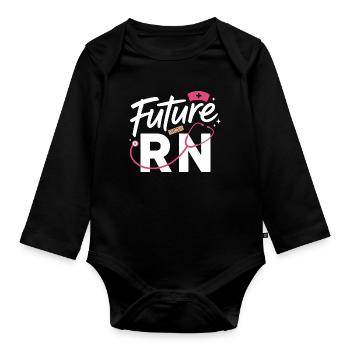 Futur infirmier diplômé stéthoscope et clinique - Body Bébé bio manches longues - noir - Devant