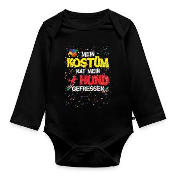 My costume has eaten my dog Carnival - Organic Longsleeve Baby Bodysuit - black - Front
