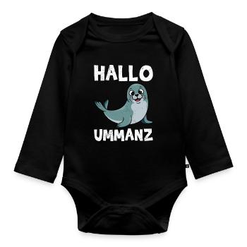 Ostsee Insel UMMANZ HALLO UMMANZ Lustiges - Baby Bio-Langarm-Body - Schwarz - Vorne