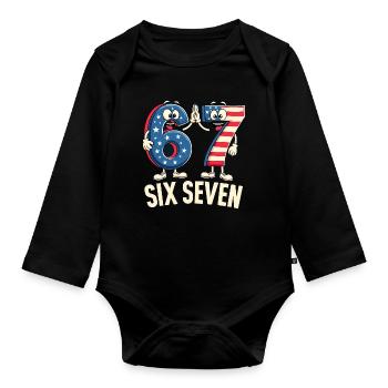 US Flag 67 Memes Six Seven - Organic Longsleeve Baby Bodysuit - black - Front