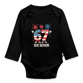 US Flag 67 Memes Six Seven - Organic Longsleeve Baby Bodysuit - black - Front