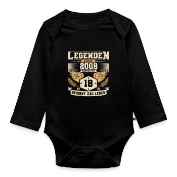 18 Geburtstag Legenden geboren 2008 Grunge Leben - Baby Bio-Langarm-Body - Schwarz - Vorne