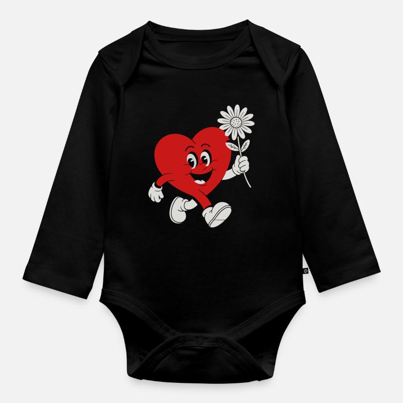 Herzheld mit Daisy - Baby Bio-Langarm-Body - Schwarz