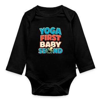 Prenatal Yoga Expectant Mother - Organic Longsleeve Baby Bodysuit - black - Front