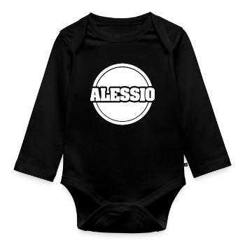 Prénom Alessio - Body Bébé bio manches longues - noir - Devant