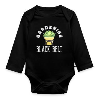 Gardening Black Belt Plant Lover Gardener - Organic Longsleeve Baby Bodysuit - black - Front