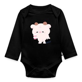 Tried Cow Coffee Run - Organic Longsleeve Baby Bodysuit - black - Front
