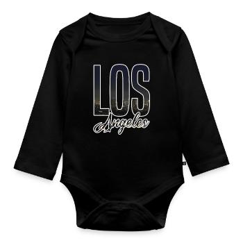 Los Angeles Skyline Lettering - Organic Longsleeve Baby Bodysuit - black - Front