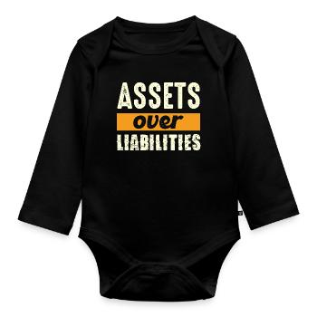 Assets over liabilities - Organic Longsleeve Baby Bodysuit - black - Front