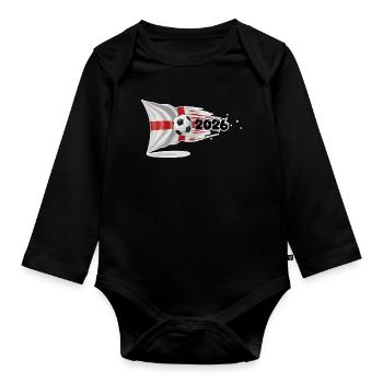 England St. George's Flag Soccer Burst 2026 - Baby Bio-Langarm-Body - Schwarz - Vorne