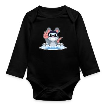 Maus Schwimmen Schwimmbrille Sommer - Baby Bio-Langarm-Body - Schwarz - Vorne