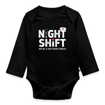 NachtSchicht Herzpfleger – Different Breed - Baby Bio-Langarm-Body - Schwarz - Vorne