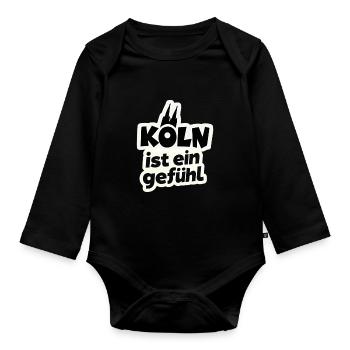 Köln ist ein Gefühl Kölner dom - Baby Bio-Langarm-Body - Schwarz - Vorne