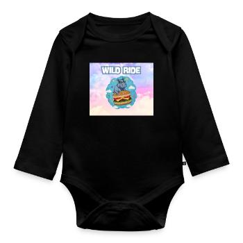 Wild Ride Hippo Burger Patch - Baby Bio-Langarm-Body - Schwarz - Vorne