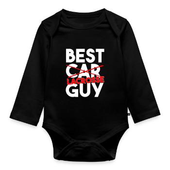 Best Lacrosse Guy Sports Player Coach - Organic Longsleeve Baby Bodysuit - black - Front
