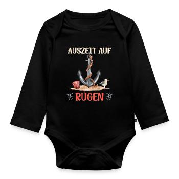 Île de Rügen TEMPS DE PAUSE POUR LES VACANCES À RÜGEN Fun - Body Bébé bio manches longues - noir - Devant
