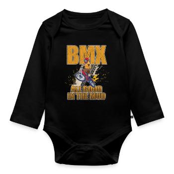 BMX tout est bon dans la boue - Body Bébé bio manches longues - noir - Devant