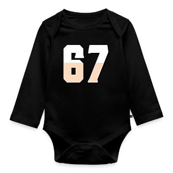 6 7 – Trendy minimalist text design, - Organic Longsleeve Baby Bodysuit - black - Front