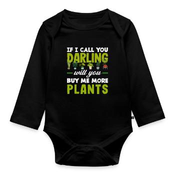 Tu veux m’acheter plus de plantes ? - Body Bébé bio manches longues - noir - Devant