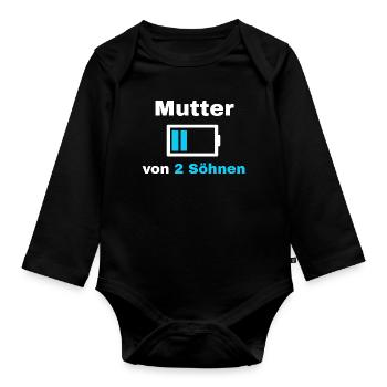 Mother Son Saying Pride Mom 2 Kids Gift - Organic Longsleeve Baby Bodysuit - black - Front