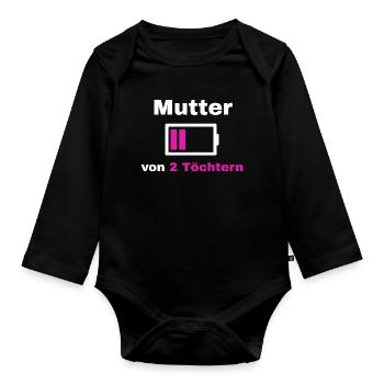 Mutter Tochter Spruch Stolz Mama 2 Kinder Geschenk - Baby Bio-Langarm-Body - Schwarz - Vorne