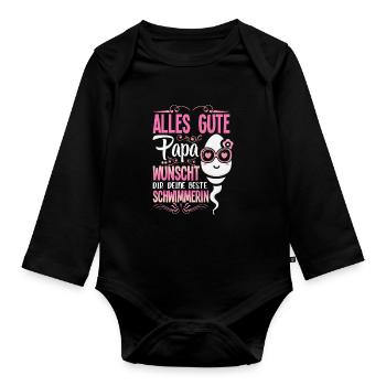 Alles Gute Papa wünscht dir dein bester Schwimmer - Baby Bio-Langarm-Body - Schwarz - Vorne