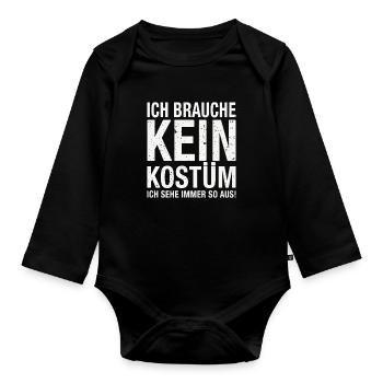 Karneval Fasching Fasnet Kostüm - Baby Bio-Langarm-Body - Schwarz - Vorne